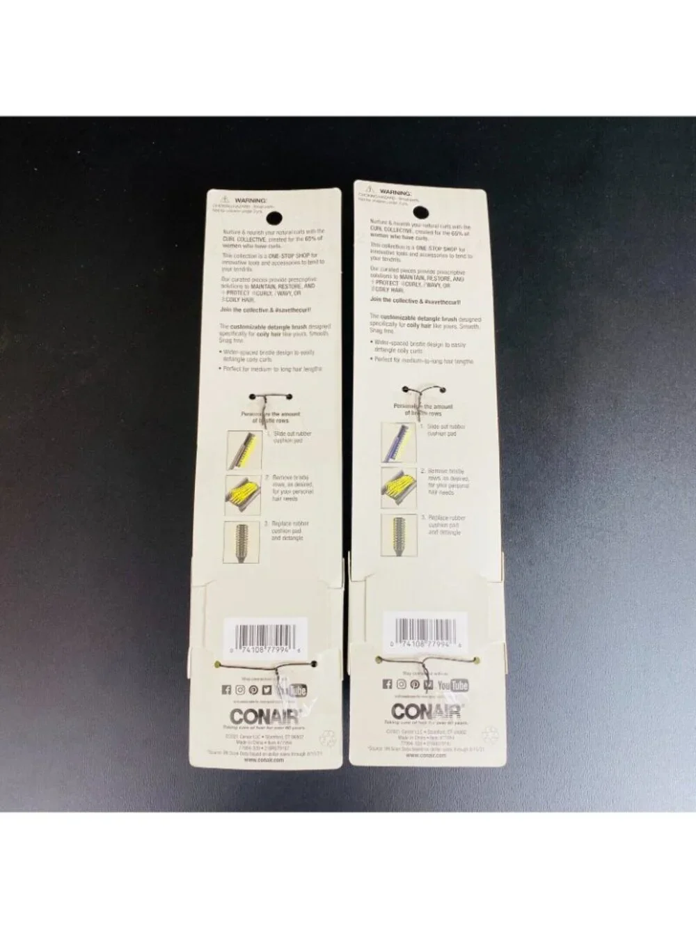 Conair The Curl Collective Detangle Brush 2-Pack Medium/Long Wavy & Curly Hair